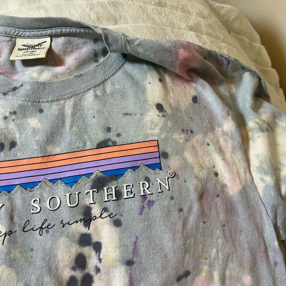 Simply Southern L Goldendoodle Bleach Dye Grunge Camping Long Sleeve Fall Tee - Picture 8 of 10